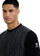 Intarsia Rope Knitted Jumper - Black