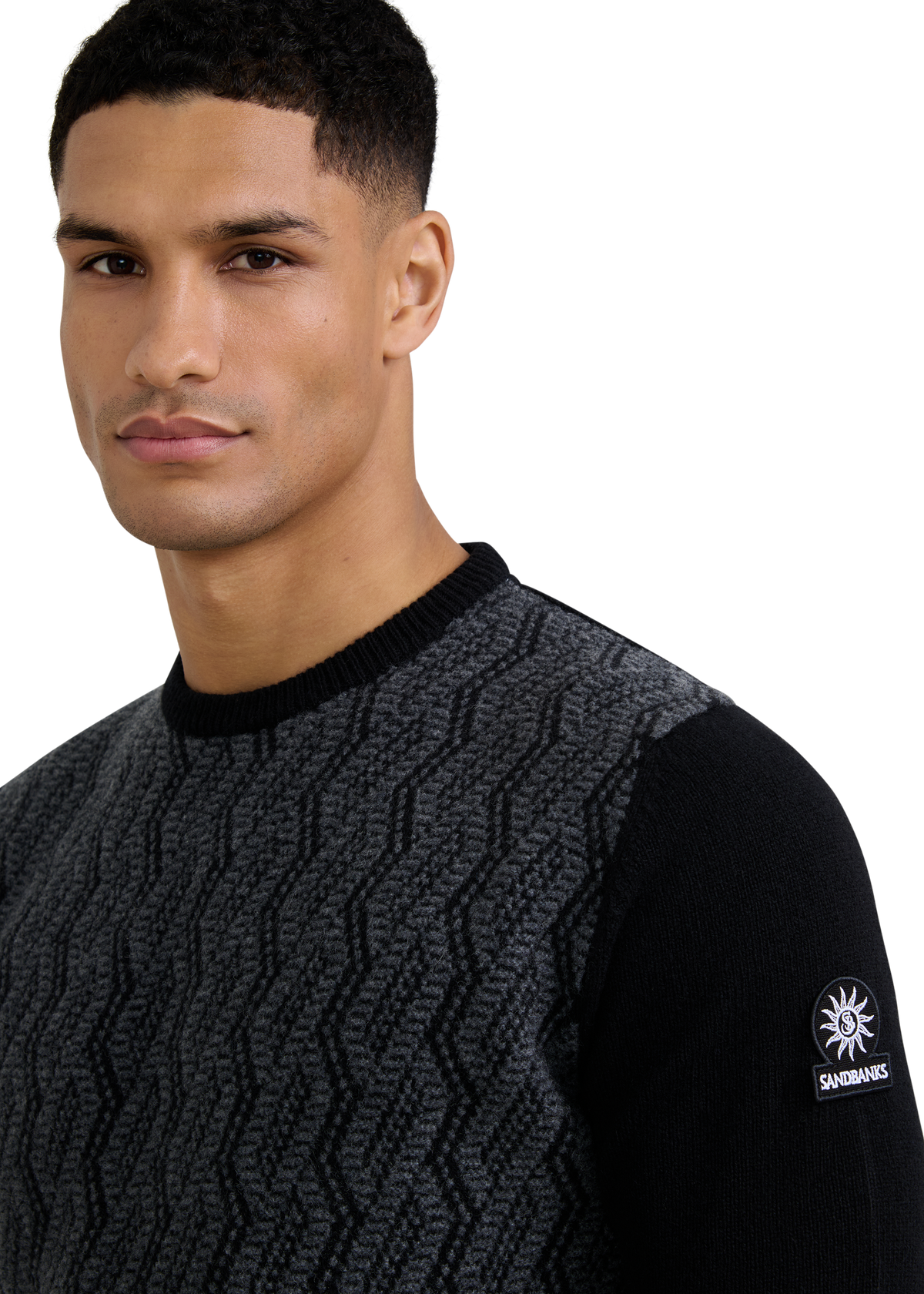 Intarsia Rope Knitted Jumper - Black