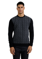 Intarsia Rope Knitted Jumper - Black