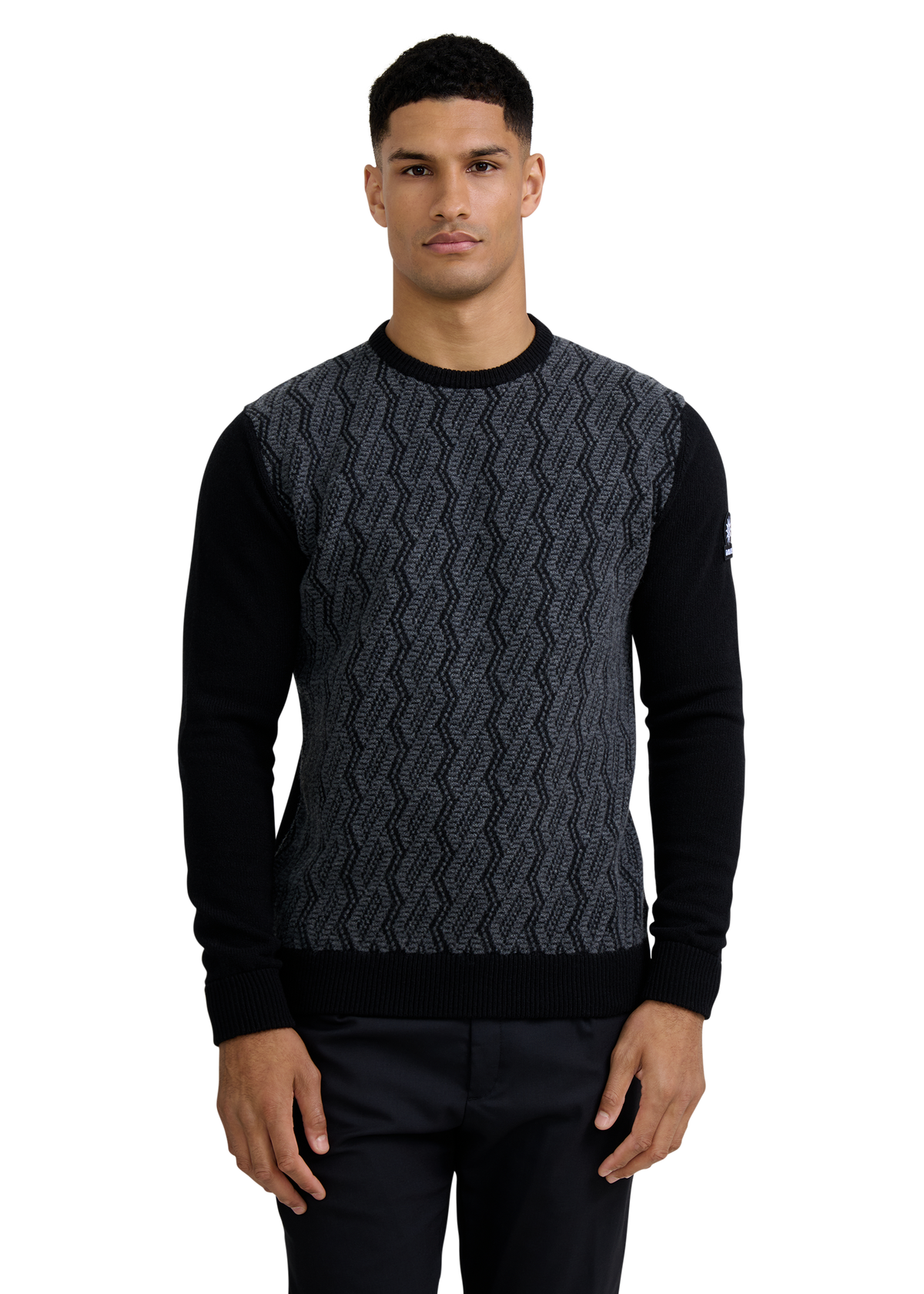 Intarsia Rope Knitted Jumper - Black