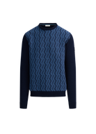 Intarsia Rope Knitted Jumper - Navy