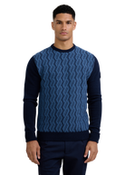 Intarsia Rope Knitted Jumper - Navy