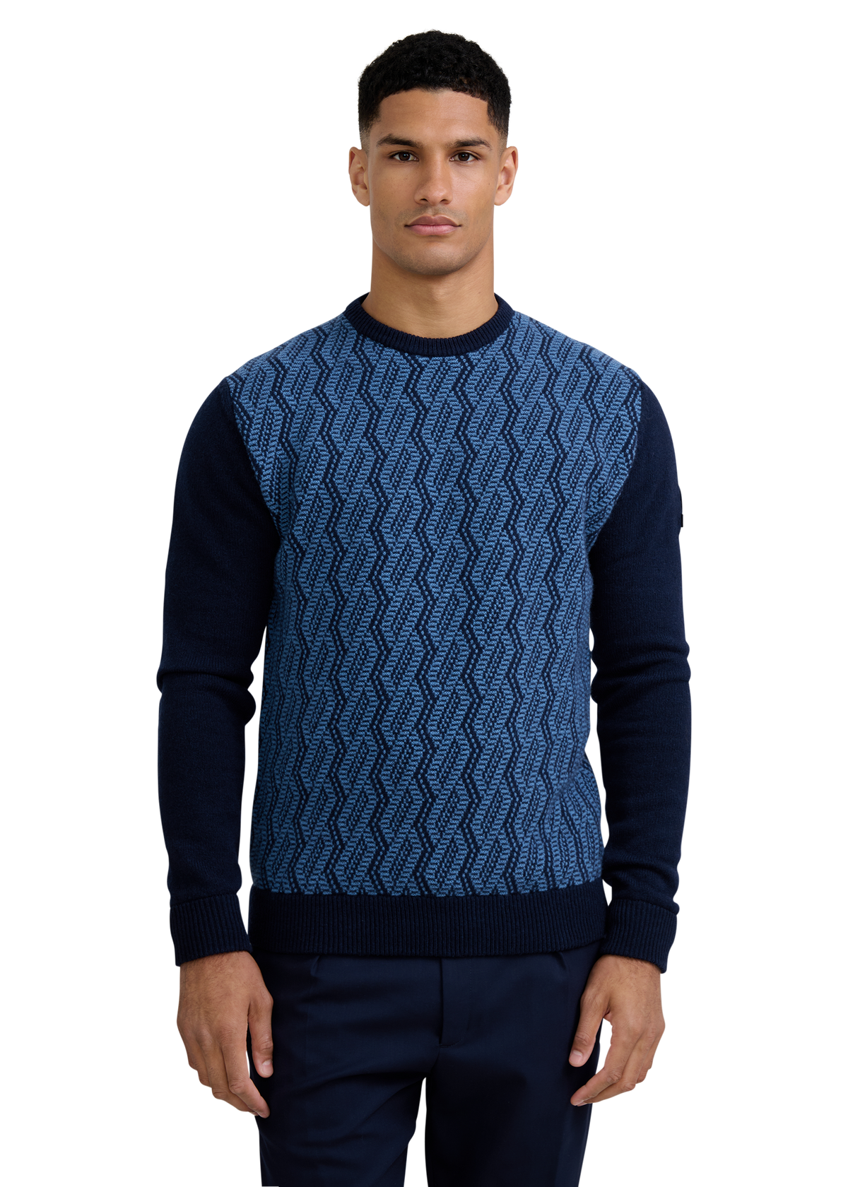 Intarsia Rope Knitted Jumper - Navy