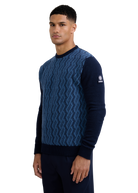 Intarsia Rope Knitted Jumper - Navy