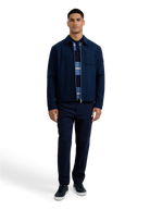 Striped Merino Wool Polo Jumper - Teal/Navy