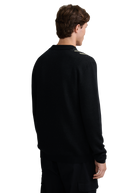 Vertical Engineered Stripe Polo Jumper - Black