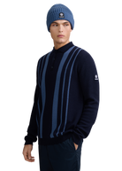 Vertical Engineered Stripe Polo Jumper - Navy