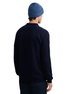 Vertical Engineered Stripe Polo Jumper - Navy