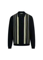 Vertical Engineered Stripe Polo Jumper - Black