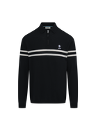 Contrast Stripe Quarter-Zip Polo - Black