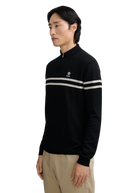 Contrast Stripe Quarter-Zip Polo - Black