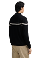 Contrast Stripe Quarter-Zip Polo - Black