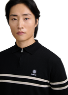 Contrast Stripe Quarter-Zip Polo - Black