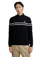 Contrast Stripe Quarter-Zip Polo - Black