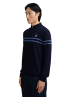 Contrast Stripe Quarter-Zip Polo - Navy