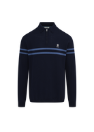 Contrast Stripe Quarter-Zip Polo - Navy