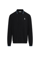 Merino Wool Tri-Colour Tipped Cardigan - Black