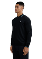 Merino Wool Tri-Colour Tipped Cardigan - Black