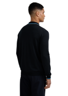 Merino Wool Tri-Colour Tipped Cardigan - Black