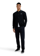 Merino Wool Tri-Colour Tipped Cardigan - Black