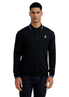 Merino Wool Tri-Colour Tipped Cardigan - Black