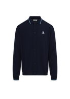 Merino Wool Tri-Colour Tipped Cardigan - Navy