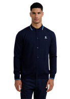 Merino Wool Tri-Colour Tipped Cardigan - Navy