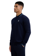 Merino Wool Tri-Colour Tipped Cardigan - Navy