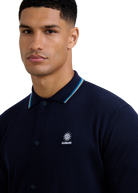 Merino Wool Tri-Colour Tipped Cardigan - Navy