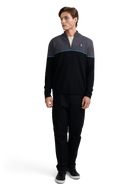 Colour Block Tri-Colour Quarter-Zip - Black