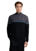 Colour Block Tri-Colour Quarter-Zip - Black