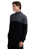 Colour Block Tri-Colour Quarter-Zip - Black