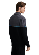 Colour Block Tri-Colour Quarter-Zip - Black