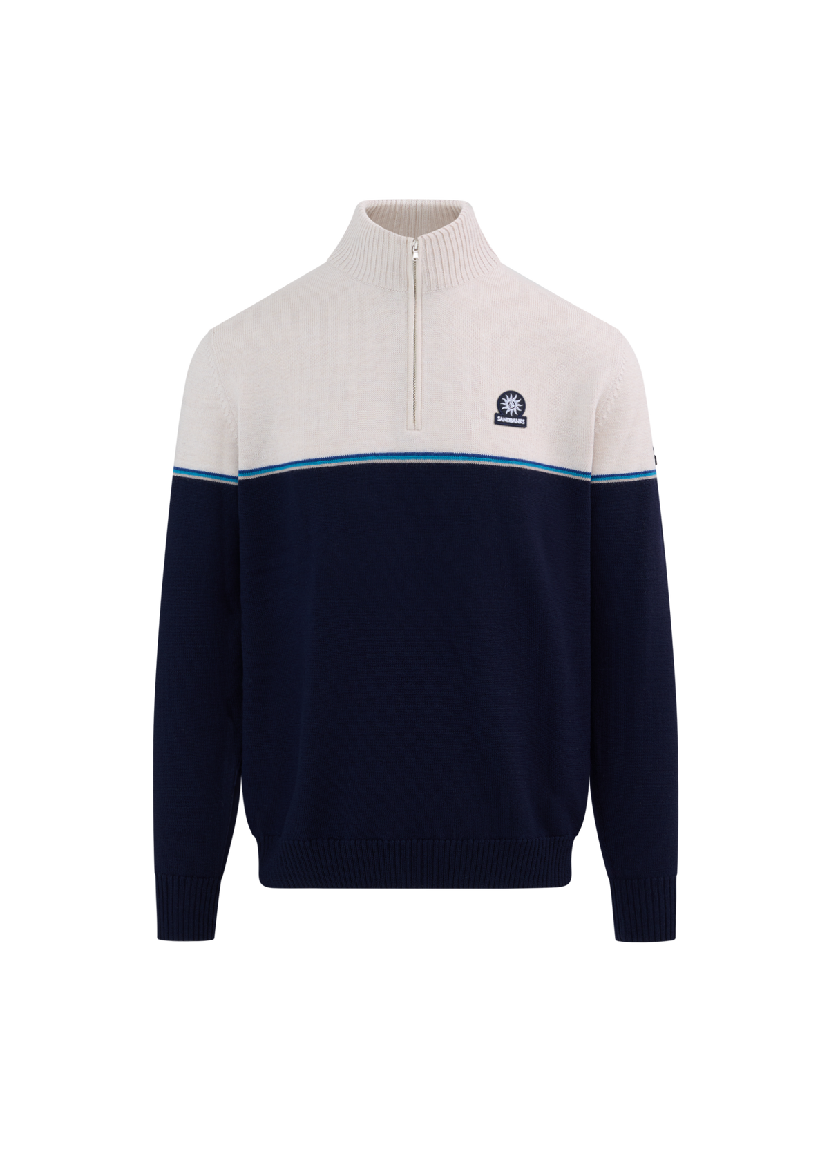Colour Block Tri-Colour Quarter-Zip - Navy
