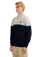 Colour Block Tri-Colour Quarter-Zip - Navy