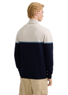 Colour Block Tri-Colour Quarter-Zip - Navy