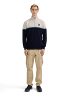 Colour Block Tri-Colour Quarter-Zip - Navy