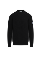 Merino Wool Ribbed Mock Neck Jumper - Black