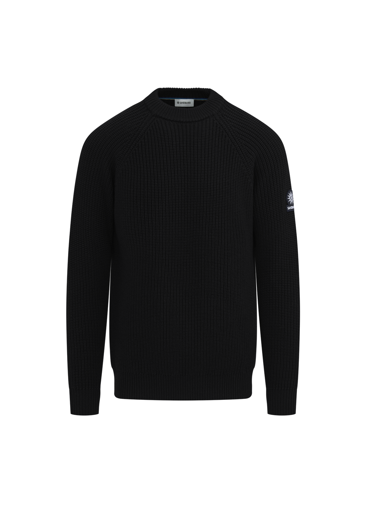 Merino Wool Ribbed Mock Neck Jumper - Black