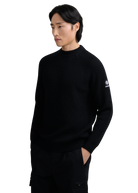 Merino Wool Ribbed Mock Neck Jumper - Black