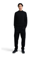 Merino Wool Ribbed Mock Neck Jumper - Black