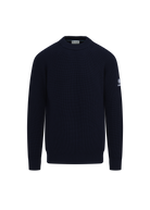 Merino Wool Ribbed Mock Neck Jumper - Navy