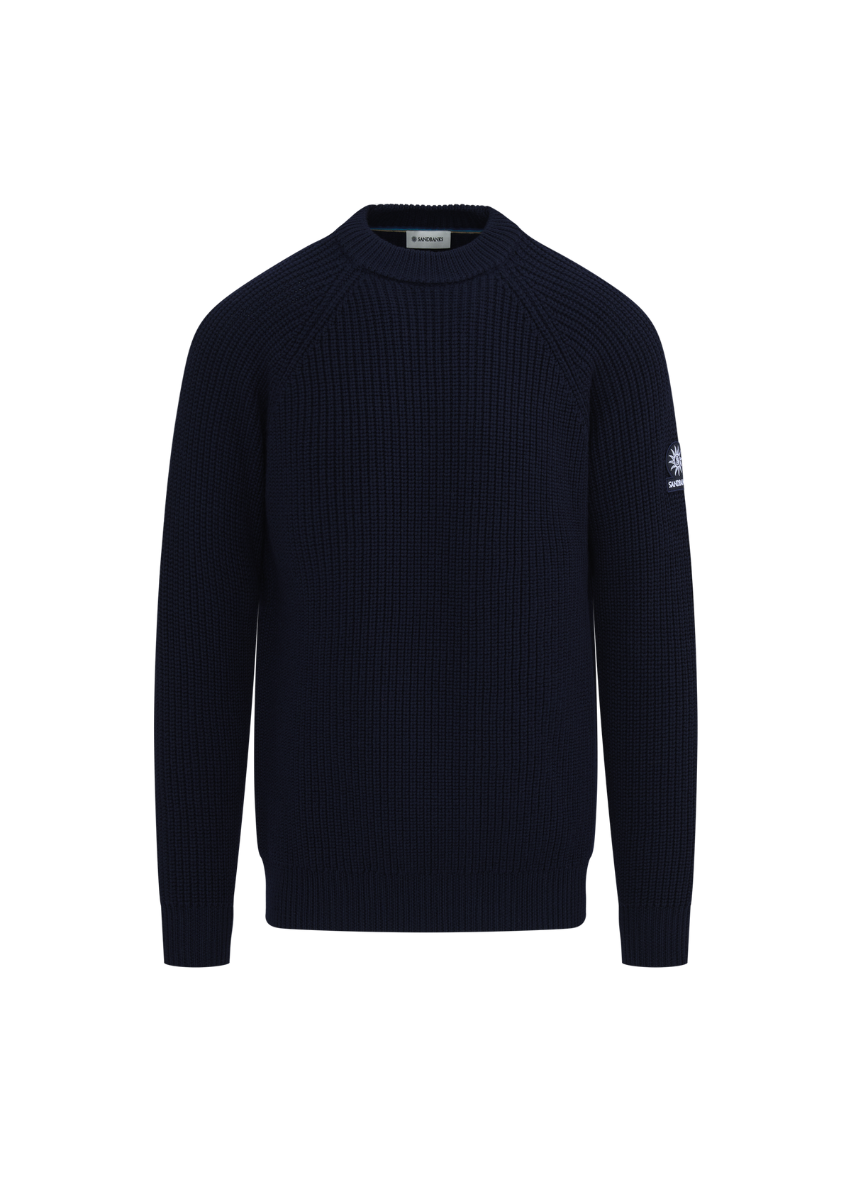 Merino Wool Ribbed Mock Neck Jumper - Navy