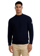 Merino Wool Ribbed Mock Neck Jumper - Navy
