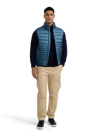 Merino Wool Ribbed Mock Neck Jumper - Navy