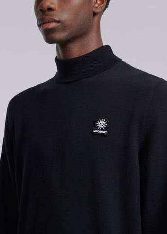 Sandbanks Fine Gauge Knitted Roll Neck - Black