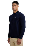 Fine Gauge Tipped Merino Wool Polo - Navy