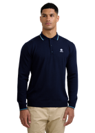 Fine Gauge Tipped Merino Wool Polo - Navy