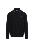 Fine Gauge Tipped Merino Wool Polo - Black