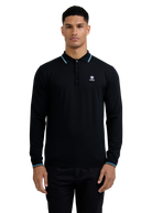 Fine Gauge Tipped Merino Wool Polo - Black
